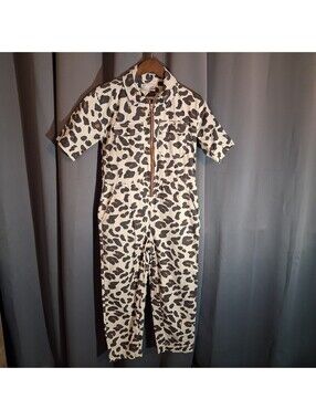 Urban Outfitters Leopard Print Short Sleeve Jumpsuit XS